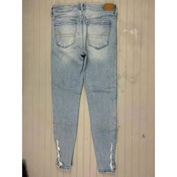 American Eagle Size 2 Women Jean Jegging Crop Mid Rise Skinny Light Wash Stretch - Picture 5 of 5